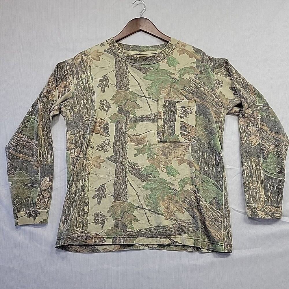 Vintage Rare Men's Size L Camo Realtree Hardwoods Pocket TShirt Single Stitch
